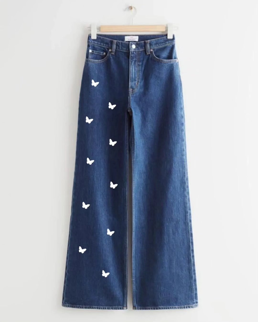 DARK BLUE BUTTERFLY WIDE LEG JEANS