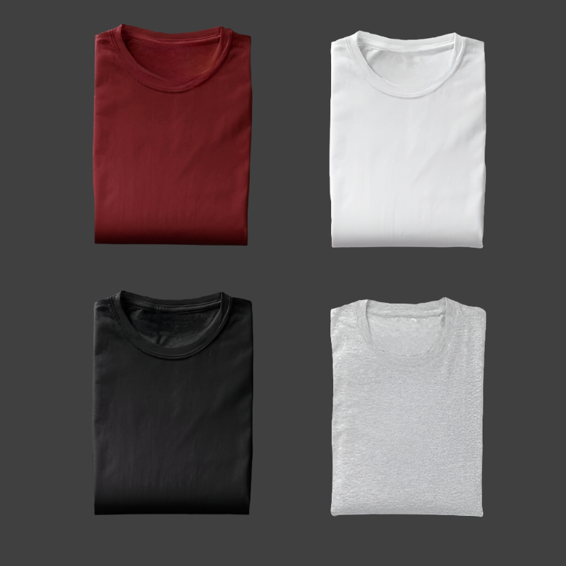 PACK OF 4 BASIC TSHIRTS (BLACK-GREY-WHITE-MAROON)