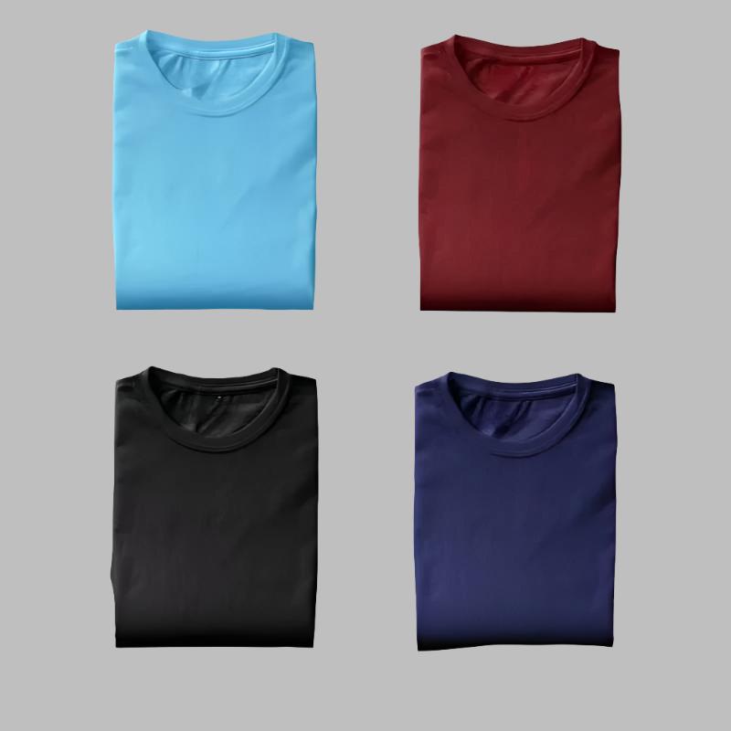 PACK OF 4 BASIC TSHIRTS (BLACK-SKY BLUE-NAVY BLUE-MAROON)