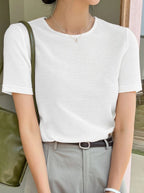WHITE WAFFLE KNIT TSHIRT