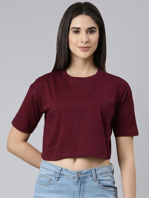 MAROON CROP TSHIRT