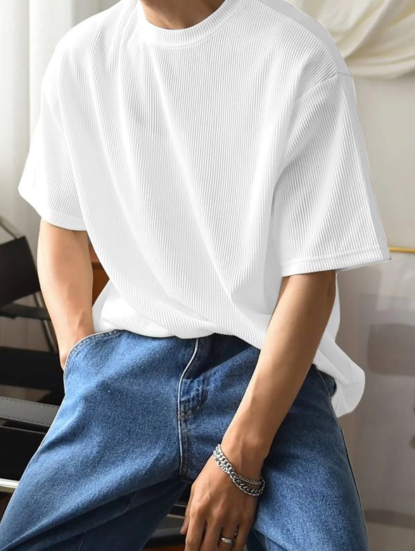 WHITE WAFFLE KNIT TSHIRT