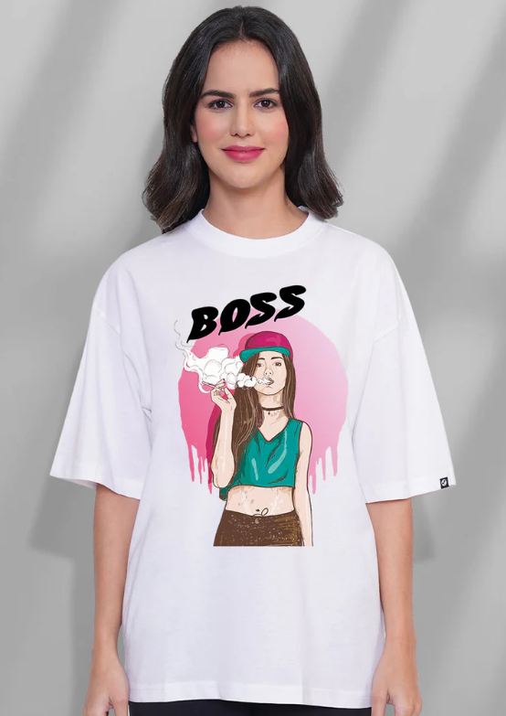 WHITE BOSS OVERSIZED TSHIRT