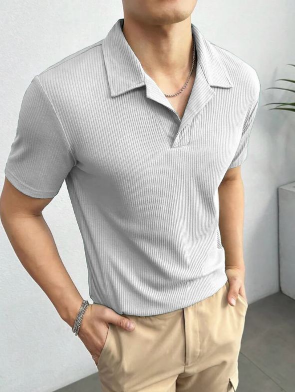 GREY POLO WAFFLE KNIT TSHIRT