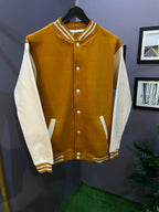 MUSTARD BEIGE VARSITY JACKET