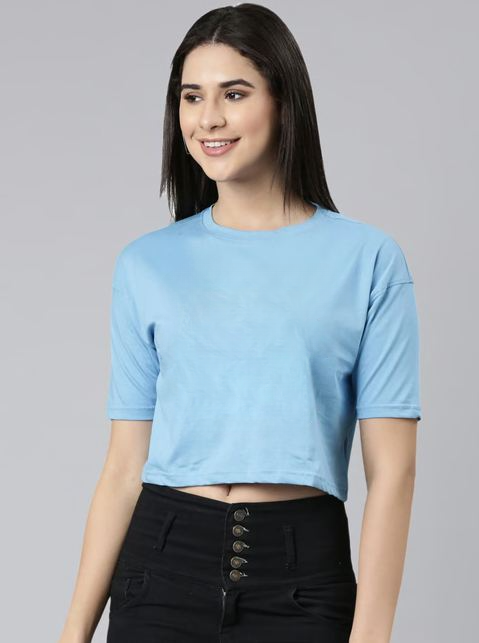 SKY BLUE CROP TSHIRT