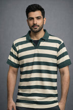 WAFFLE KNIT STRIPES POLO