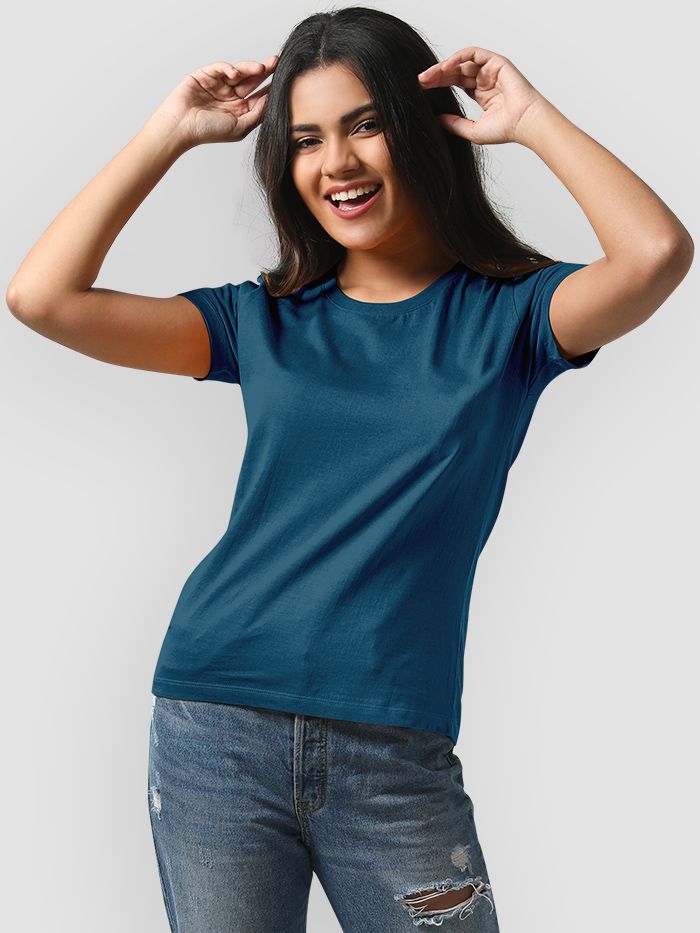 PETROLEUM BLUE HALF SLEEVES TSHIRT